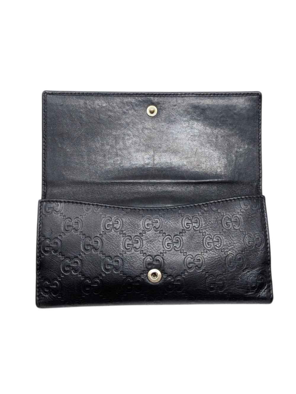 Gucci Guccissima Black Leather Interlocking GG Embossed Long Continental Wallet - Picture 7 of 16